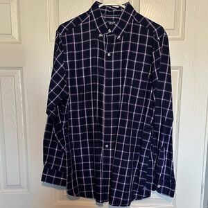 Chaps Dark Blue and Purple Plaid Shirt